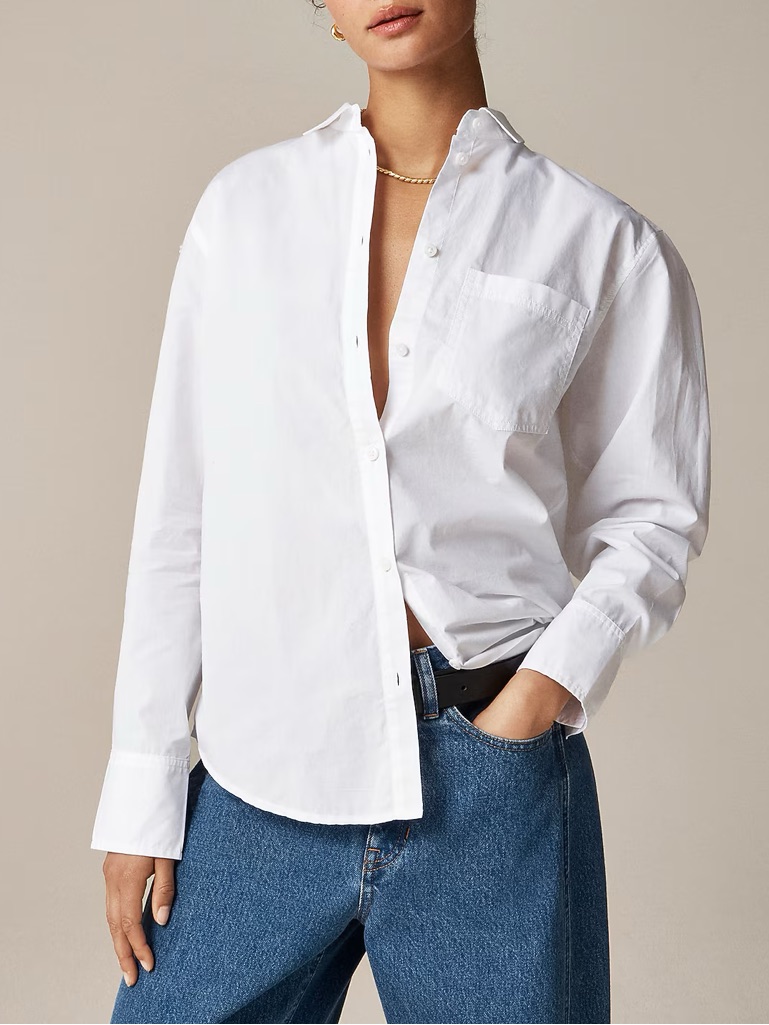 J Crew 2024 Garon White Regenerative Cotton Button Shirt